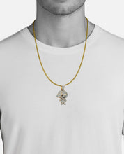 Load image into Gallery viewer, Solid Yellow Gold Diamond Boy with Hatt Necklace with Black Diamond Eyes - Hip Hop Diamond Necklace
