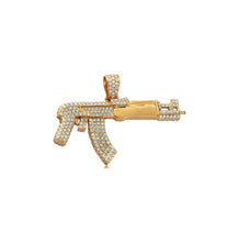 Load image into Gallery viewer, Solid 14k Yellow Gold Diamond AK-47 Gun Necklace - Uzi Gun Pendant - Solid Gold Uzi Necklace - Gun Pendant - New yellow Gold Solid AK-47 Gun
