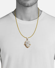 Load image into Gallery viewer, 14k Solid Gold Natural Diamond Hamsa Necklace - Real Gold Hamsa Hand Necklace - Hamsa Hand Necklace - Fatima Hand Pendant - Good luck charm
