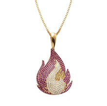 Load image into Gallery viewer, 14K Solid Yellow Gold Diamond Sapphire Flame Necklace Diamond - Yellow Gold Diamond Flame Necklace
