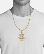 Load image into Gallery viewer, Solid Yellow Gold Diamond Donald Duck with Money Bags Necklace - Unique Diamond Cartoon Necklace - Hip Hop Jewelry
