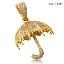 Load image into Gallery viewer, Solid Yellow Gold Diamond Dripping Umbrella Necklace - Dripping Gold Umbrella Pendant - Diamond Umbrella Dripping Necklace
