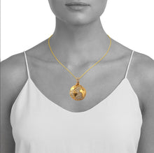 Load image into Gallery viewer, Solid Yellow Gold Diamond Half Globe Necklace - Diamond Globe Pendant - Real Diamond Globe Jewelry - Gold Globe Necklace
