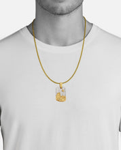 Load image into Gallery viewer, Solid 14k Yellow Gold Diamond Waves Flying Bird Necklace - Real Diamond Dog Tog Flying Bird Necklace - Flying Bird Gold Necklace
