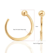 Load image into Gallery viewer, Simple Mini Ball Huggie Earrings - Solid 14K Yellow Gold Cuff - Handmade Dainty Earlobe All sizes
