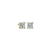Load image into Gallery viewer, 0.75 Ct Princess Cut Stud Earrings vs1 Diamonds 14k Solid Yellow Gold Square Stud Screw Back

