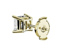 Load image into Gallery viewer, 1.50 Ct Princess Cut Stud Earrings vs1 Diamonds 14k Solid Yellow Gold Square Stud Screw Back
