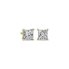 Load image into Gallery viewer, 1.50 Ct Princess Cut Stud Earrings vs1 Diamonds 14k Solid Yellow Gold Square Stud Screw Back
