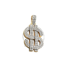 Load image into Gallery viewer, Solid 14k Yellow Gold Diamond Dolar Sign Pendant
