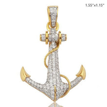 Load image into Gallery viewer, Diamond Anchor Pendant - Yellow Gold Anchor - Diamond Anchor Pendant - Diamond Anchor Charm - Anchor Diamond Necklace
