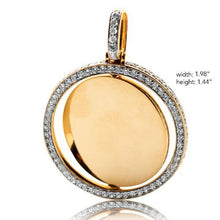 Load image into Gallery viewer, 14k Solid Yellow Gold Diamond Rotating 2-Sided Memory Pendant - Single row border
