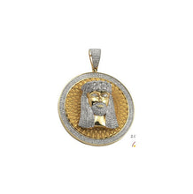 Load image into Gallery viewer, Solid Yellow Gold Diamond Miami Cuban Jesus Medallion - Spike Background - Jesus Medallion Diamond Necklace
