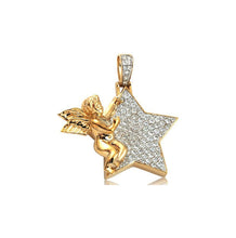 Load image into Gallery viewer, Solid Yellow Gold Diamond Star with Angle Necklace - Diamond Star Necklace - Diamond Angle Necklace
