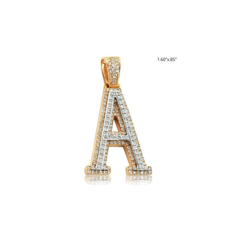 Large Solid Yellow Gold Diamond Necklace - VS1 Real Diamond - Solid White Gold Diamond Initial Necklace - A to Z Initial Pendant