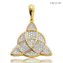 Load image into Gallery viewer, Solid Yellow Gold Diamond Celtic Holy Trinity Pendant - Yellow Gold Diamond Celtic Knot Pendant Necklace - TRIQUETRA
