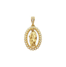 Load image into Gallery viewer, Solid Yellow Gold Diamond Virgin Mary Pendant - Real Diamond Virgin Mery Necklace
