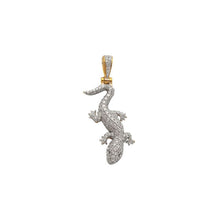 Load image into Gallery viewer, Solid Yellow Gold Diamond Lizard Pendant - Real Diamond Yellow Gold Lizard Necklace
