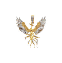 Load image into Gallery viewer, Solid Yellow Gold Diamond Phoenix Pendant - Diamond Phoenix Bird Necklace - Fire Bird Necklace - Simurgh Pendant - Good Luck Charm
