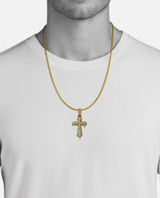Load image into Gallery viewer, Solid Yellow Gold Diamond Dripping Cross Pendant - Dripping Cross Diamond Necklace - Dripping Cross Diamond Gold
