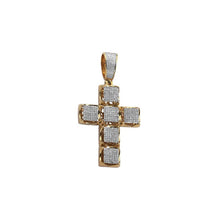 Load image into Gallery viewer, Solid Yellow Gold Diamond Square Face Cross Pendant - Diamond Cross Square Necklace - Suare Face Cross Diamond Necklace
