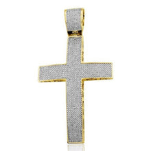 Load image into Gallery viewer, Solid Yellow Gold Diamond Cross Pendant - Solid Yellow Gold Yellow Diamond Cross Necklace
