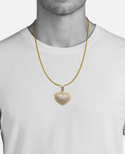 Load image into Gallery viewer, Solid Yellow Gold Diamond Puff Heart Pendant - Pave Heart Necklace - Diamond Heart Pendant - Dome Diamond Pave Heart Necklace,
