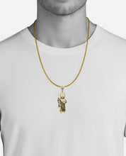 Load image into Gallery viewer, Solid Yellow Gold Diamond Green and White ST. Jude Religious Pendant - Diamond Saint Jude Religious Necklace
