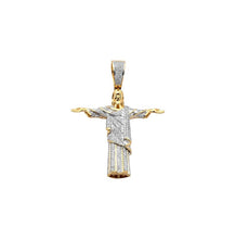 Load image into Gallery viewer, Solid Yellow Gold Diamond Brazilian Jesus Pendant - Diamond Jesus Christ the Redeemer Brazilian Pendant - Jesus Christ Diamond Necklace
