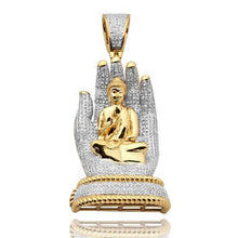 Load image into Gallery viewer, Solid Yellow Gold Diamond Buddha Hand Pendant - Large Buddha Hand Diamond Necklace
