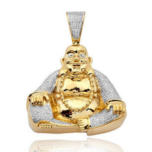 Load image into Gallery viewer, Solid Yellow Gold Diamond Sitting Fat Buddha Pendant - Real Diamond Buddha Necklace

