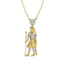 Load image into Gallery viewer, Solid Yellow Gold Diamond Standing Pharaoh Pendant - Real Gold Diamond Pharaoh
