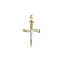 Load image into Gallery viewer, Solid Yellow Gold Diamond Nails Cross Pendant - Nails Diamond Cross Necklace
