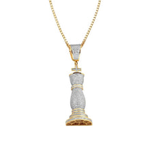 Load image into Gallery viewer, Solid Yellow Gold Diamond Chess Piece Pendant - Yellow Gold Men&#39;s Round Diamond King Chess Piece Charm Pendant

