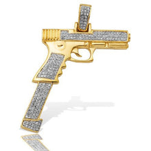 Load image into Gallery viewer, Solid Yellow Gold Diamond Gun Pendant - Solid Yellow Gold Diamond Extended Clip Necklace
