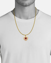 Load image into Gallery viewer, Solid Yellow Gold Diamond 1.85 CTTW 3D Heart Pendant - 9CT Synthetic Ruby - Real Diamond Ruby Heart Necklace
