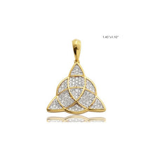 Load image into Gallery viewer, Solid Yellow Gold Diamond Celtic Holy Trinity Pendant - Yellow Gold Diamond Celtic Knot Pendant Necklace - TRIQUETRA
