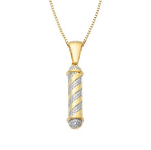 Load image into Gallery viewer, Solid Yellow Gold Diamond Barber Pole Pendant - Real Diamond Barber Sign Gold Necklace
