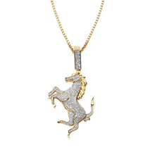 Load image into Gallery viewer, Solid Yellow Gold Diamond Horse Pendant - Diamond Horse Necklace - High Quality Unique Necklace - 14k Gold Horse Necklace
