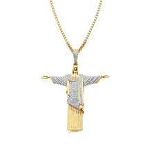 Load image into Gallery viewer, Solid Yellow Gold Diamond Jesus Christ the Redeemer Brazilian Pendant - Jesus Christ Diamond Necklace
