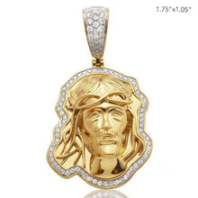 Load image into Gallery viewer, Solid Yellow Gold Diamond 3-D Jesus Face Necklace - Diamond Jesus Christ Diamond Pendant - Diamond Jesus Head Necklace
