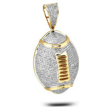 Load image into Gallery viewer, Solid Yellow Gold Diamond Football Pendant - Diamond American Football Gold Pendant
