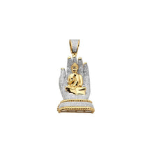 Load image into Gallery viewer, Solid Yellow Gold Diamond Buddha Hand Pendant - Large Buddha Hand Diamond Necklace
