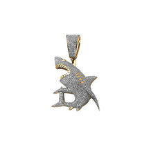 Load image into Gallery viewer, Solid Yellow Gold Diamond Shark Pendant - Diamond Shark Necklace - real Diamond ICY Necklace Shark Pendant
