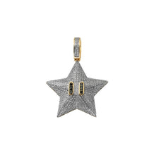 Load image into Gallery viewer, Solid Yellow Gold Black and White Diamond Star Pendant - Real Diamond Star Charm Necklace - Diamond Star Pendant
