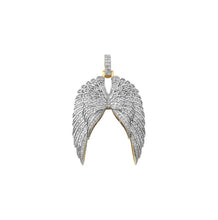 Load image into Gallery viewer, Solid Yellow Gold Diamond Double Angel Wing Pendant - Real Diamond Angel Wing Pendant
