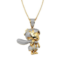 Load image into Gallery viewer, Solid Yellow Gold Diamond Bam Bam Figure Pendant

