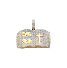 Load image into Gallery viewer, Solid Yellow Gold Diamond Holy Bible Pendant - Diamond Holy Book with a Cross Necklace
