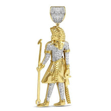 Load image into Gallery viewer, Solid Yellow Gold Diamond Standing Pharaoh Pendant - Real Gold Diamond Pharaoh
