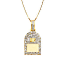 Load image into Gallery viewer, Solid Yellow Gold Diamond Tombstone Pendant - Real Diamond RIP Necklace
