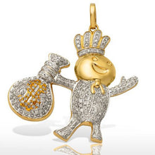 Load image into Gallery viewer, Solid Yellow Gold Yellow and White Diamond Dough Boy Pendant with Money Bag - Solid Yellow Gold Yellow and White Diamond Dough Boy Necklace
